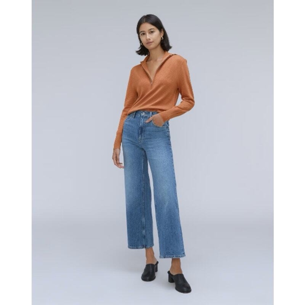 NWT Everlane The Luxe Merino Half-Zip Sweater Tawny Brown Size XS